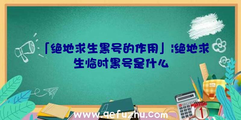 「绝地求生黑号的作用」|绝地求生临时黑号是什么